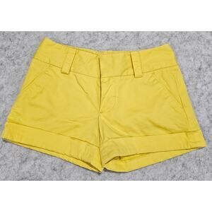 Alice + Olivia Shorts Yellow, Chino, Cuffed, Wide Belt Loops, Mid Rise, Sz 0
